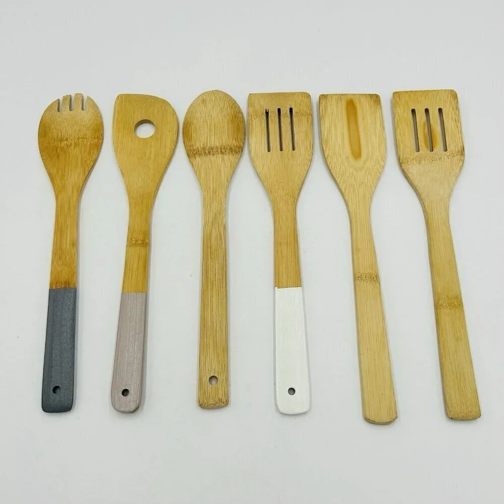 Lot of 6 Wooden Spoons Spatulas Country Farmhouse Cottage